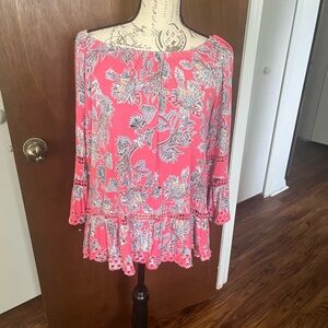 Fever Pink Ruffled 3/4 Sleeve Blouse